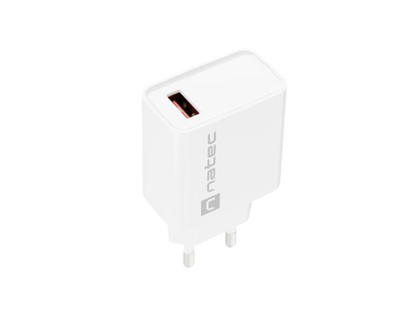 Universální nabíječka Natec RIBERA 18W 1X USB-A, bílá 