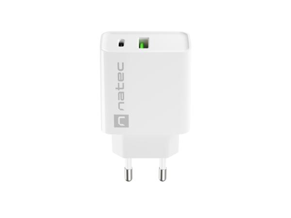 Univerzálna nabíjačka Natec RIBERA 20W 1X USB-A + 1X USB-C, biela