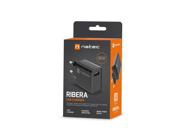 Universální nabíječka Natec RIBERA 18W 1X USB-A, černá 