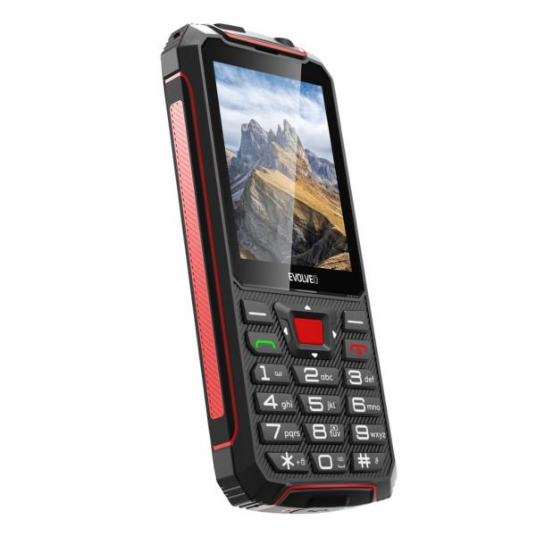 EVOLVEO StrongPhone W4, IP68 odolný Dual SIM telefón, 2, 8" LCD, 2500mAh, Powerbanka, čierno-červený 