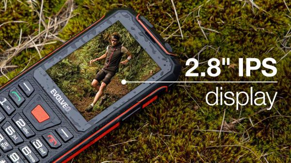 EVOLVEO StrongPhone W4, IP68 odolný Dual SIM telefón, 2, 8" LCD, 2500mAh, Powerbanka, čierno-červený 