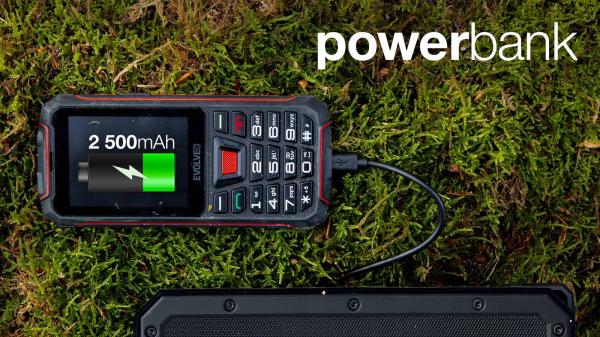 EVOLVEO StrongPhone W4, IP68 odolný Dual SIM telefón, 2, 8" LCD, 2500mAh, Powerbanka, čierno-červený 