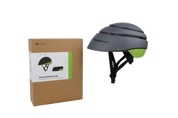 Acer skládací helma šedá se zeleným pruhem, M