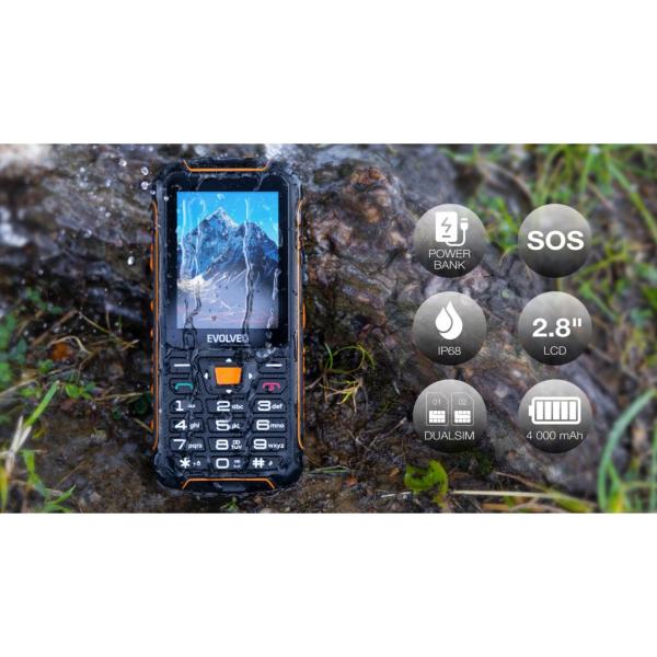 EVOLVEO StrongPhone Z6, vodotesný odolný Dual SIM telefón, čierno-oranžová 