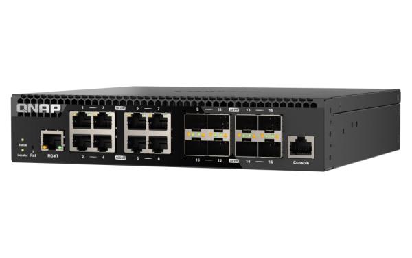 QNAP riadený switch QSW-M3216R-8S8T (8x 10GbE porty + 8x 10G SFP+ porty, polovičná šírka) 