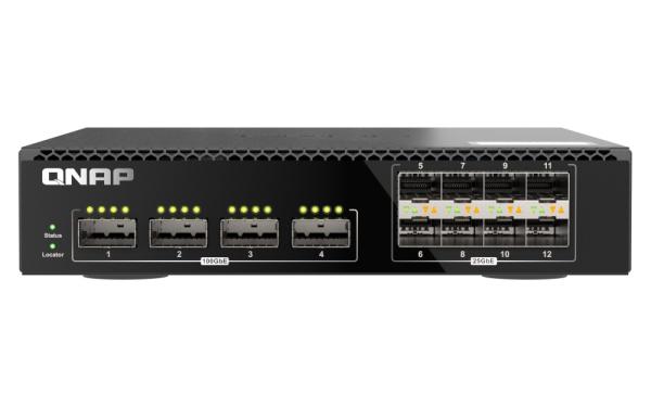 QNAP riadený switch QSW-M7308R-4X (4x 100GbE porty + 8x 25GbE porty, polovičná šírka)