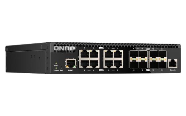 QNAP řízený switch QSW-M3212R-8S4T (4x 10GbE porty + 8x 10G SFP+ porty, poloviční šířka) 
