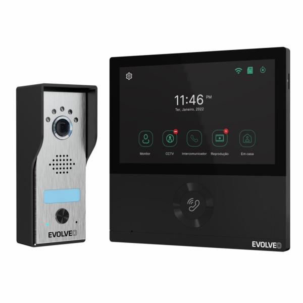 EVOLVEO DoorPhone AHD7, Sada domáceho WiFi videotelefónu s ovládaním brány alebo dverí, čierny monitor