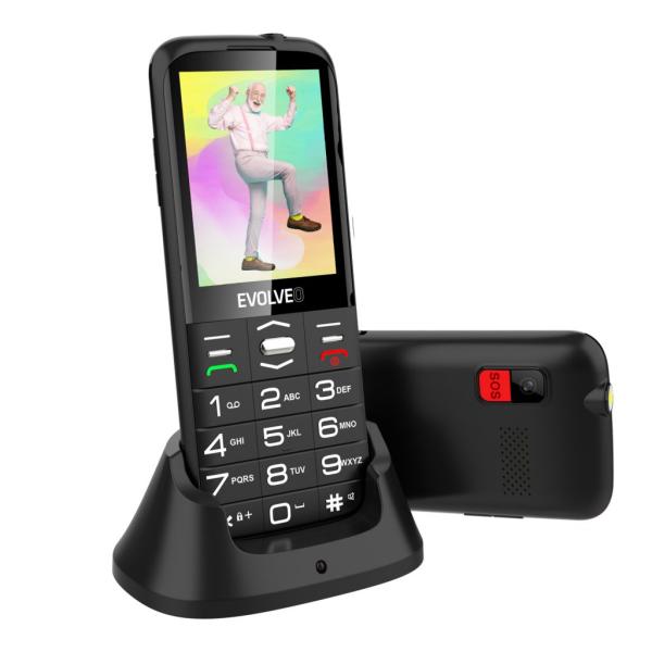 EVOLVEO EasyPhone FS, vyklápací mobilný telefón 2.8" pre seniorov s nabíjacím stojanom (čierna farba) 