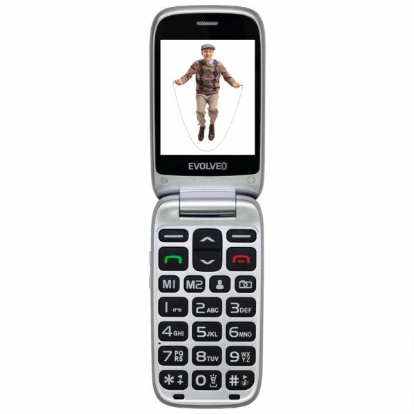 EVOLVEO EasyPhone FS, vyklápací mobilný telefón 2.8" pre seniorov s nabíjacím stojanom (červená farba 