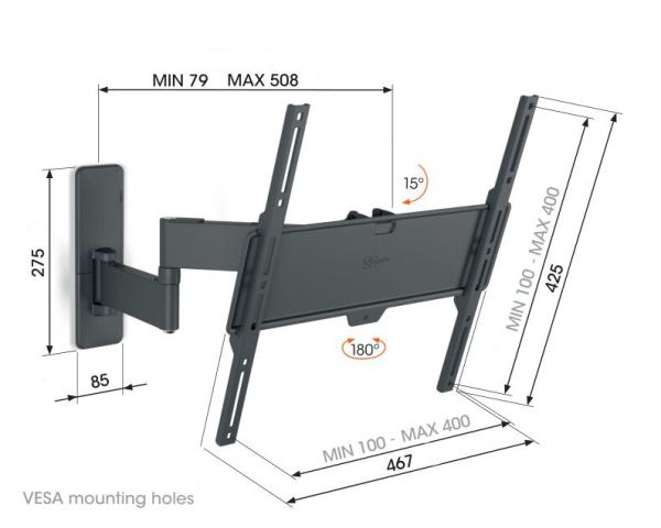 Vogel&quot;s TVM1443, TV rameno s 3 kĺbmi pre displeje 32-65", 25 kg 