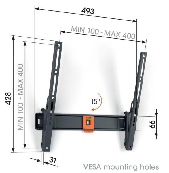 Vogel&quot;s TVM 1413, TV držiak s náklonom pre obrazovky 32-65", 25 kg 