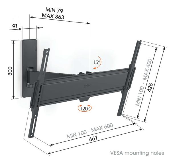 Vogel&quot;s TVM 1623, TV rameno pre obrazovky 40-77", 35 kg 