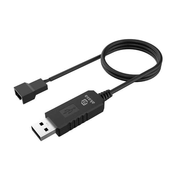 AKASA - 5V to 12V DC Step-Up Voltage Converter Cable for USB to 3-Pin & 4-Pin PC Fan 