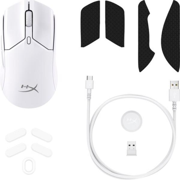 HP HyperX Pulsefire Haste 2 Mini/ Herná/ Optická/ Pre pravákov/ 26 000 DPI/ Drôtová+bezdrôtová/ Biela 