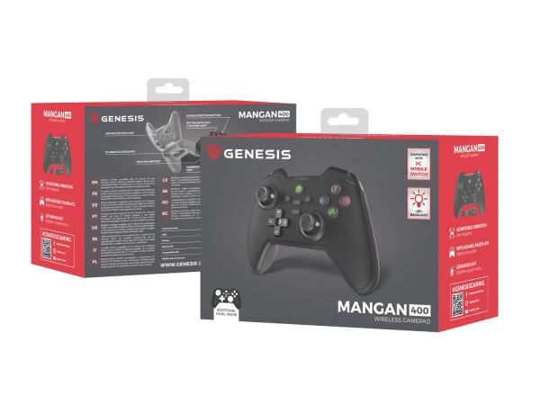 Bezdrôtový gamepad Genesis MANGAN 400 pre PC/ Switch/ Mobil, čierny 