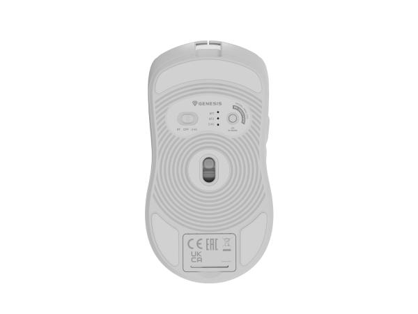 Genesis herní myš ZIRCON 500/ Herní/ Optická/ 10 000DPI/ Bezdrátová USB + Bluetooth/ Bílá 