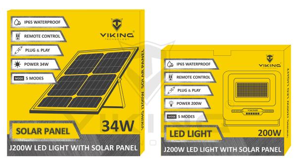 Viking venkovní solární LED světlo J200W se solárním panelem 