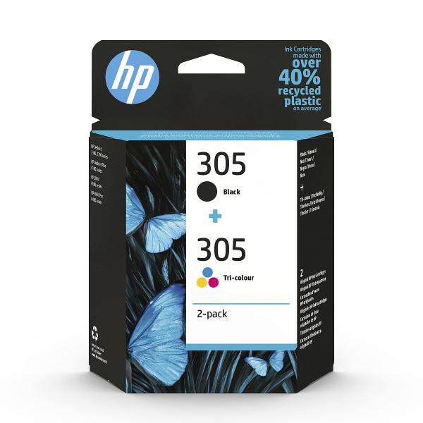 HP 305 2-Pack Tri-color/Black Original Ink Cartridge (100 / 120 pages)