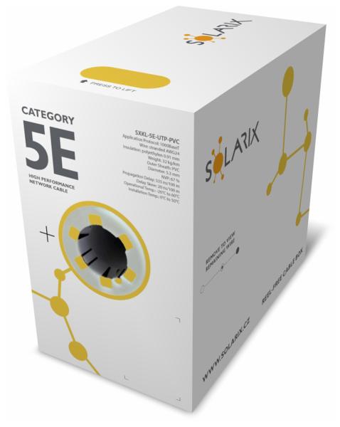 Kabel licna Solarix CAT5E UTP PVC šedý 305m/ box SXKL-5E-UTP-PVC 