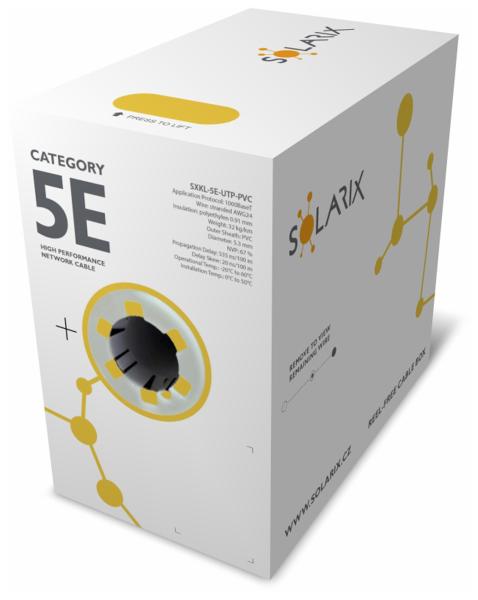Kábel licna Solarix CAT5E UTP PVC sivý 305m/ box SXKL-5E-UTP-PVC 