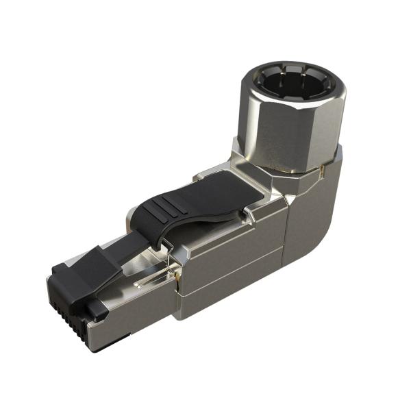 Konektor MPTL 90° RJ45 CAT5E STP samorezný SXRJ45-5E-STP-BK-SA-U 