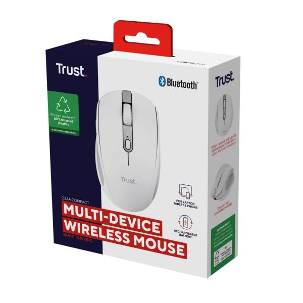 Trust Ozaa/ Kancelárska/ Optická/ Pre pravákov/ 3 200 DPI/ USB+BT/ Biela 