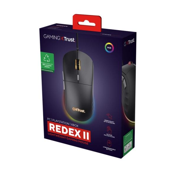 Trust GXT 925 REDEX II/ Herná/ Laserová/ Pre pravákov/ 10 000 DPI/ Drôtová USB/ Čierna 