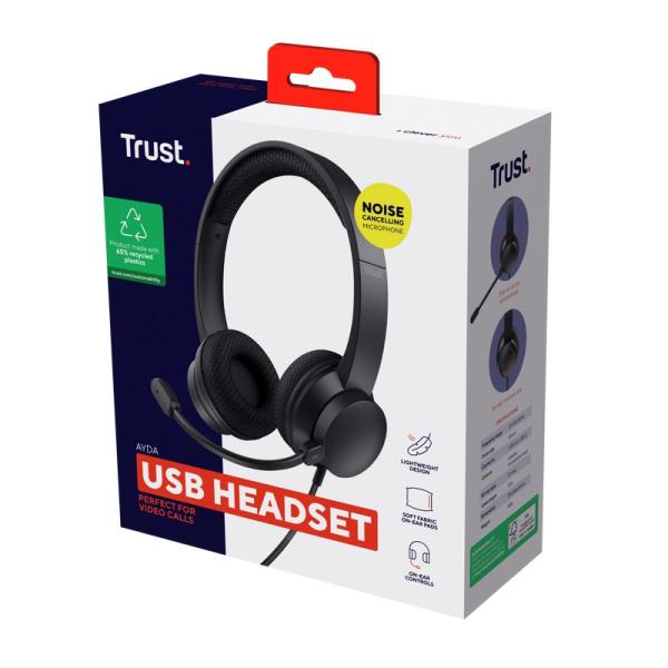Trust Ayda/ Stereo/ USB/ Drôt/ Čierna 