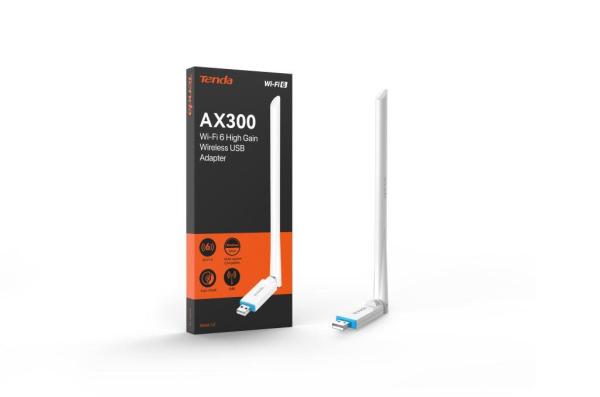 Tenda U2v5 AX300 WiFi 6 USB adaptér, 286 Mb/ s, 802.11ax/ b/ g/ n, 6 dBi, Soft AP, Win 7/ 10/ 11, Linux 