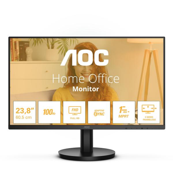 AOC/ 24B3HMA2/ 23, 8"/ VA/ FHD/ 100Hz/ 1ms/ Black/ 3R