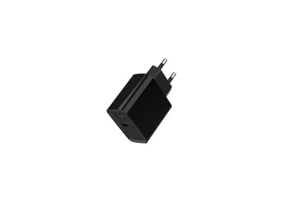 GEMBIRD PD nabíjačka USB-A USB C 20W čierna