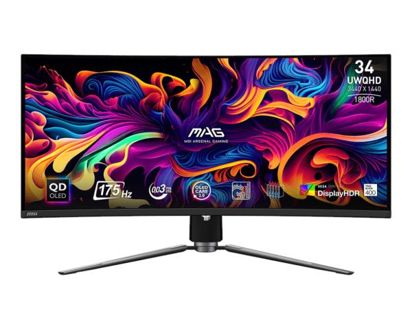 MSI MAG/ 341CQP/ 34"/ QD-OLED/ 3440x1440/ 175Hz/ 0, 03ms/ Black/ 3R