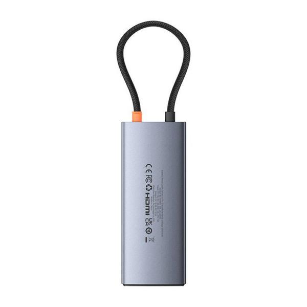 Baseus hub Series 2 USB 6v1 (USB-C/ HDMI4K60Hz/ USB-C(10Gbps)/ USB-A(10Gbps)/ RJ45/ USB-C(PD) sivý 