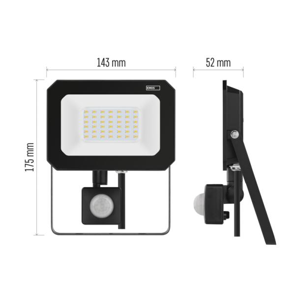 EMOS LED REFLEKTOR SIMPO 30W, 3000Lm, 4000K, PIR 