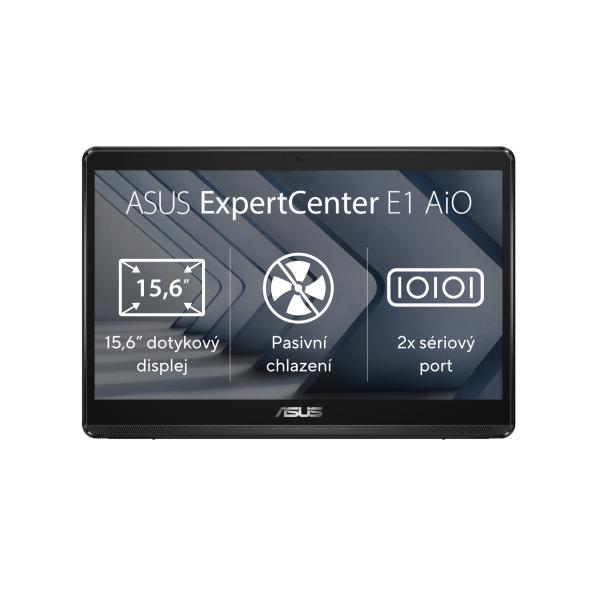 ASUS ExpertCenter/ E1 AiO (E1600)/ 15, 6"/ 1366 x 768/ T/ N4500/ 4GB/ 128GB SSD/ UHD/ bez OS/ Black/ 2R