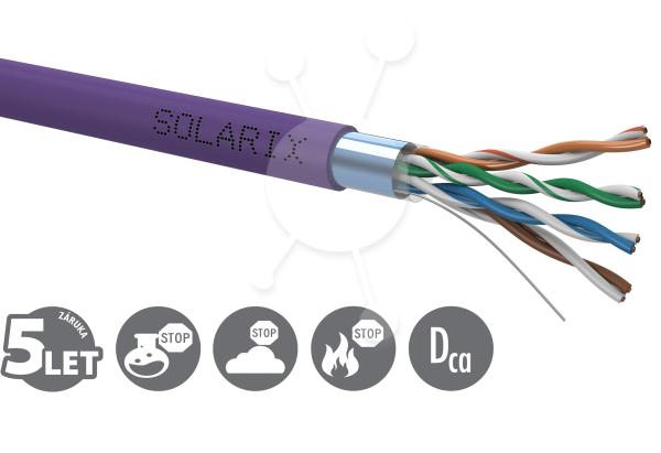 Instalační kabel Solarix CAT5E FTP LSOH Dca-s1, d2, a1 500m/ cívka SXKD-5E-FTP-LSOH