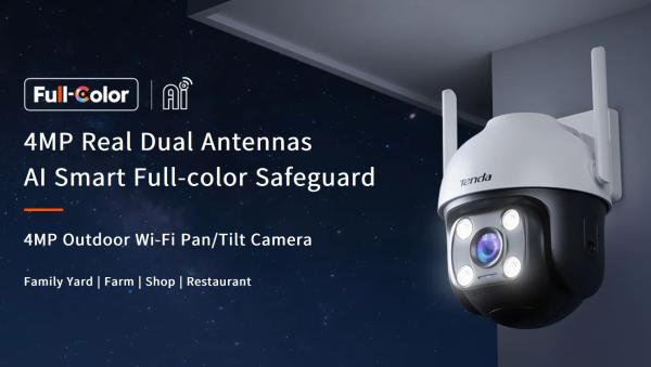 Tenda RH7-WCA - Vonkajšia otočná IP65 Wi-Fi 4MPx kamera, nočná LED, audio, detekcia pohybu, CZ app 
