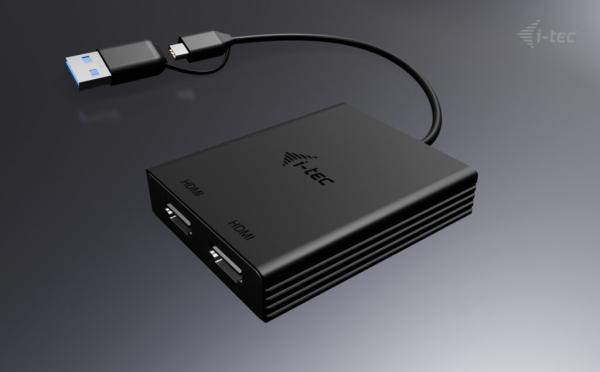 i-tec USB-A/ USB-C Dual 4K HDMI Video Adapter 