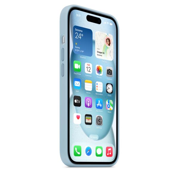 iPhone 15+ Silicone Case with MS - Light Blue 