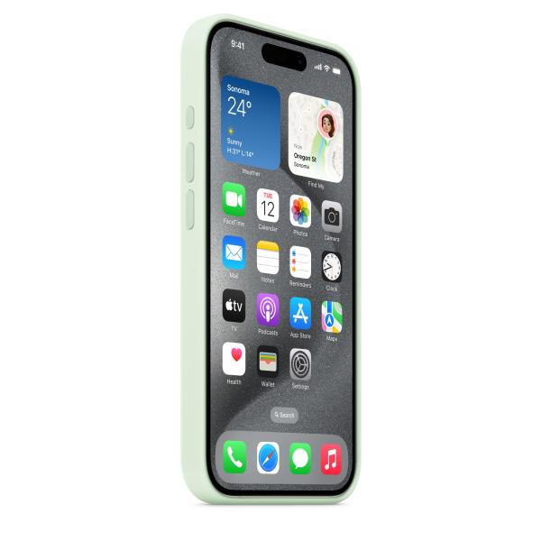 iPhone 15 ProMax Silicone Case with MS - Soft Mint 