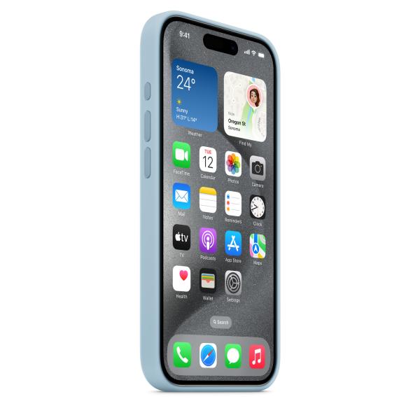 iPhone 15 ProMax Silicone Case wth MS - Light Blue 
