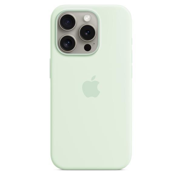 iPhone 15 Pre Silicone Case with MS - Soft Mint