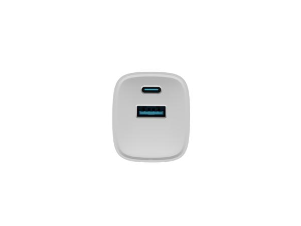 Univerzálna USB nabíjačka Natec RIBERA GaN 30W, 1X USB-A, 1X USB-C, Biela 