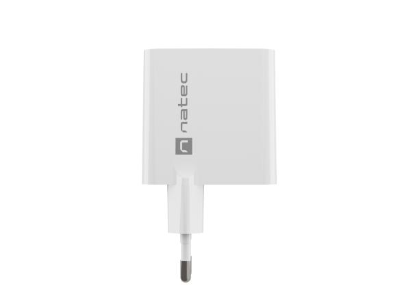 Univerzálna USB nabíjačka Natec RIBERA GaN 45W, 1X USB-A, 1X USB-C, biela 