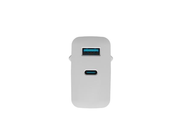 Univerzálna USB nabíjačka Natec RIBERA GaN 45W, 1X USB-A, 1X USB-C, biela 