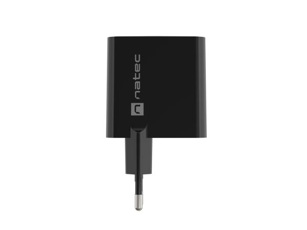 Univerzálna USB nabíjačka Natec RIBERA GaN 45W, 1X USB-A, 1X USB-C, čierna 