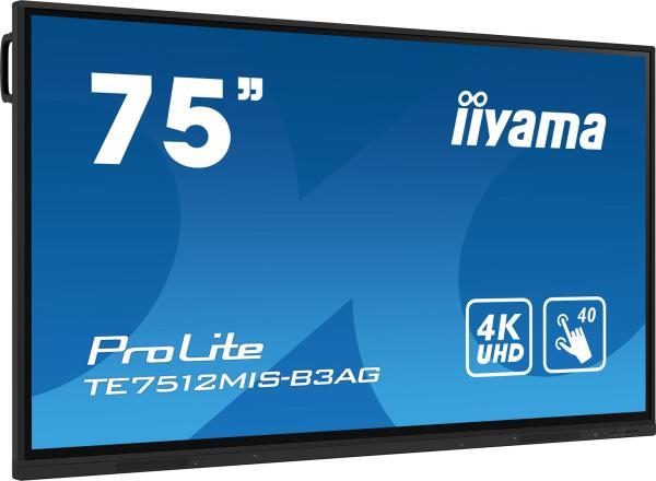 75" iiyama TE7512MIS-B3AG: IPS, 4K, 40P, USB-C 