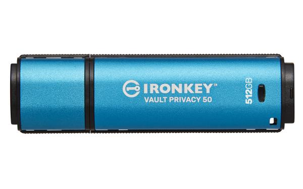 Kingston Ironkey Vault Privacy 50/ 512GB/ USB 3.2/ USB-A/ Modrá