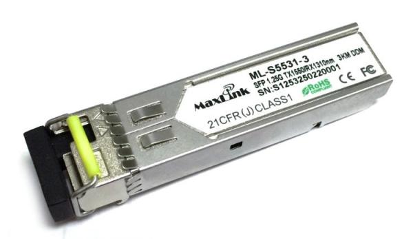 MaxLink 1.25G SFP optický modul, WDM (BiDi), SM, Tx 1550/ Rx1310nm, 3km, 1x LC konektor, DDM